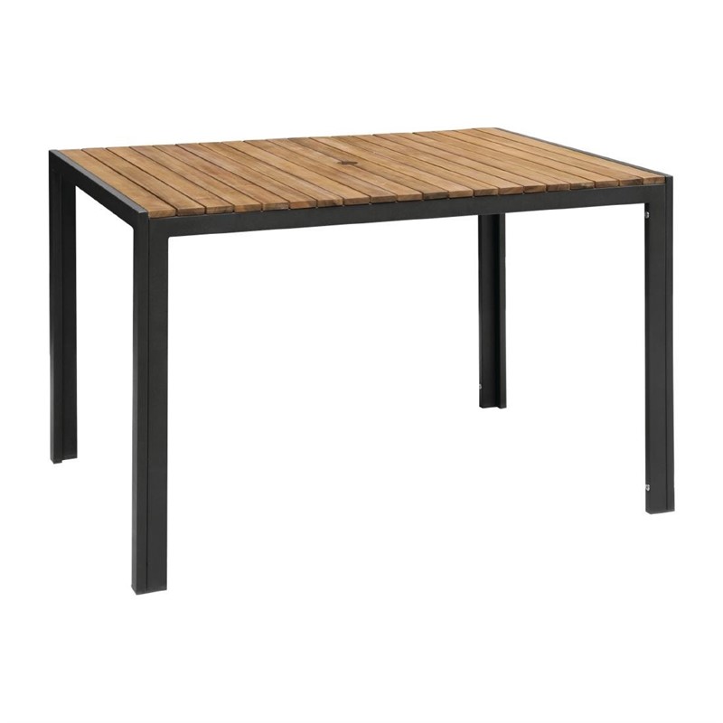 Table industrielle rect. acier/acacia 120x80cm